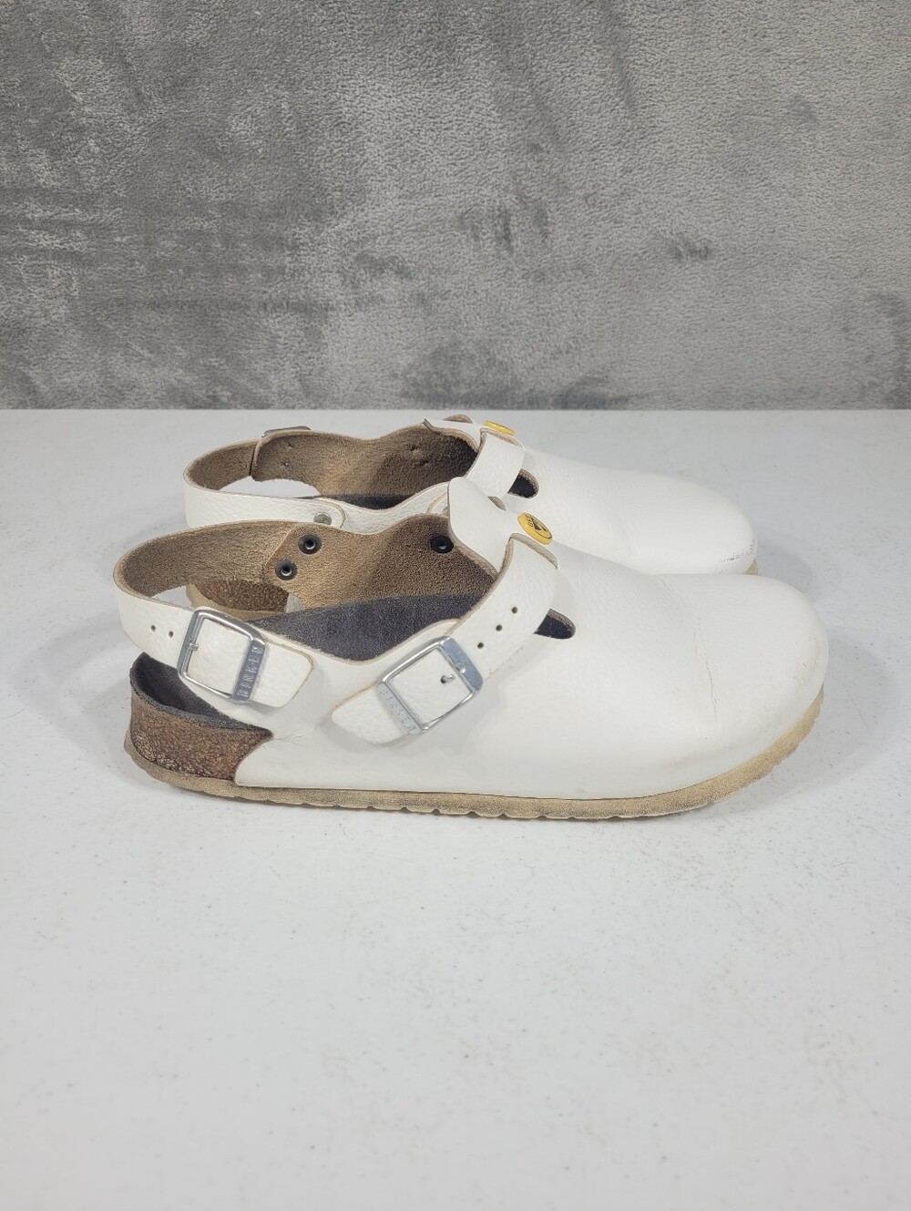 Birkenstock Tokio White Leather ESD Slingback Clog Sandals Women’s Size 8
